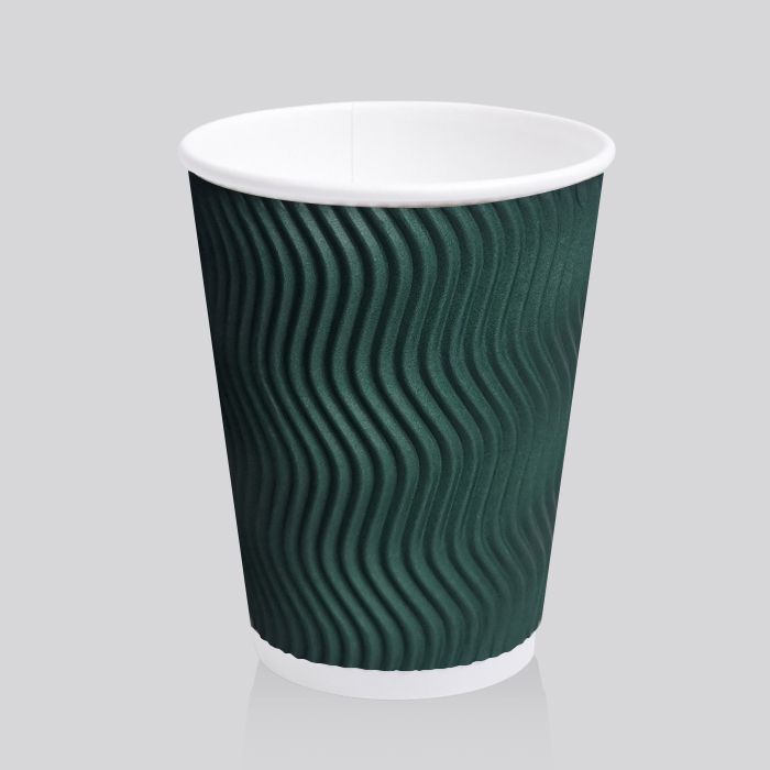 3중 단열 종이컵 웨이브 그린 12oz 500개 - 37,800원