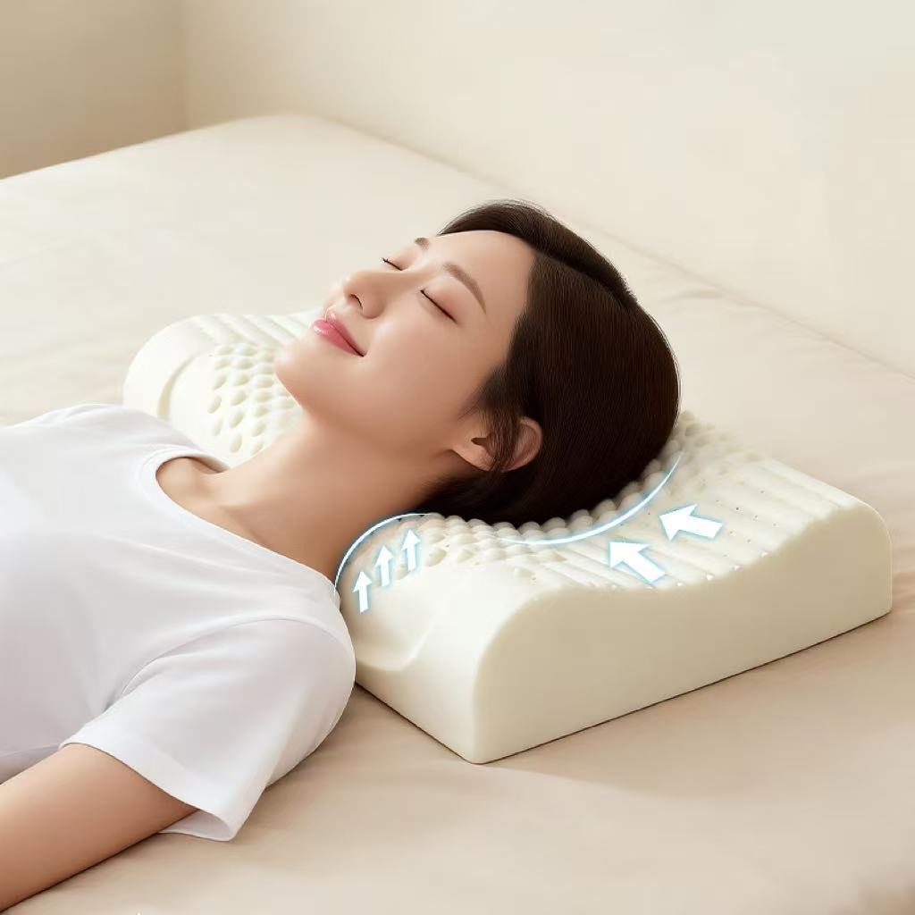 디엔피오 천연라텍스 함량93% 굴곡형 경추 베개+속커버+겉커버 - 20,520원