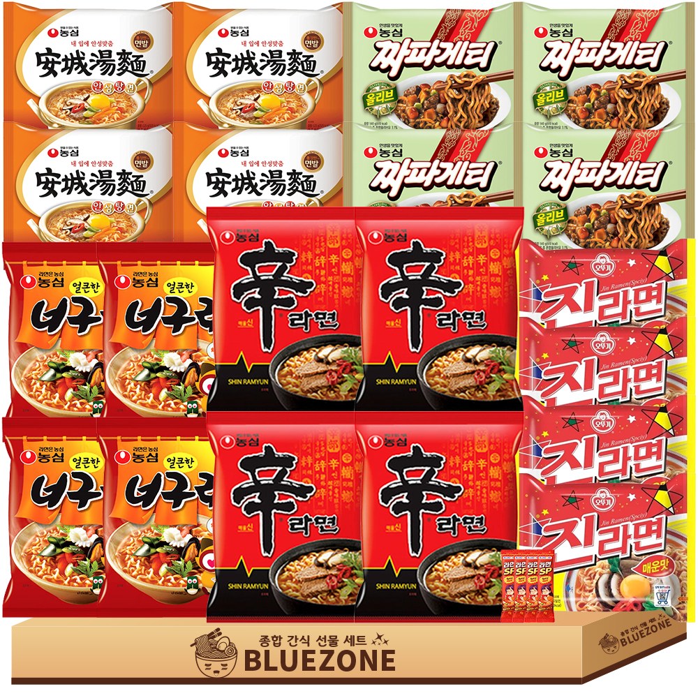 봉지라면 세트 신라면4 안성탕면4 진라면매운맛4 너구리4 짜파게티4 라면스틱4, 1세트 - 28,800원