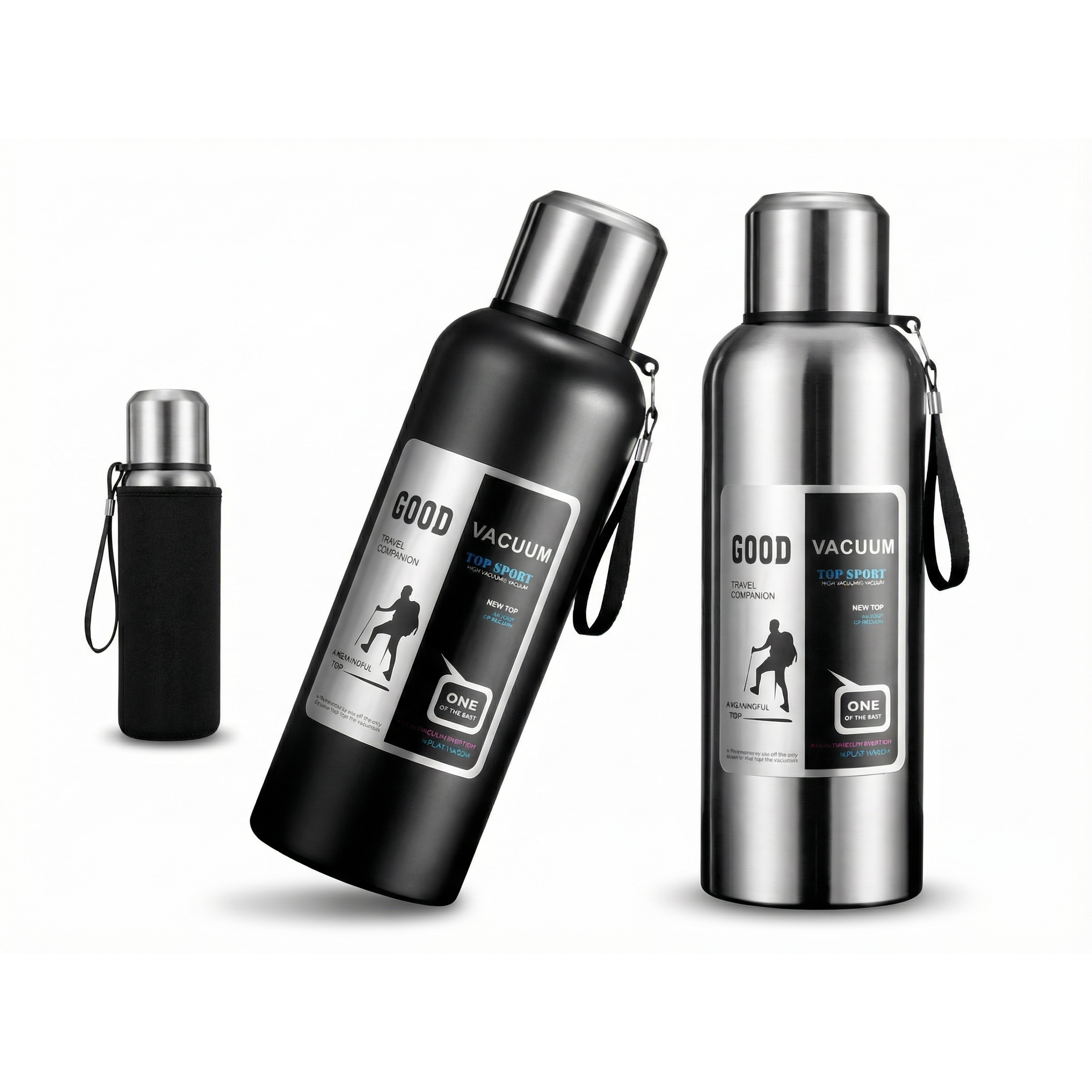 코코리브 스텐316 보온보냉병 파우치 세트, 1개, 800ml, 블랙 - 22,860원