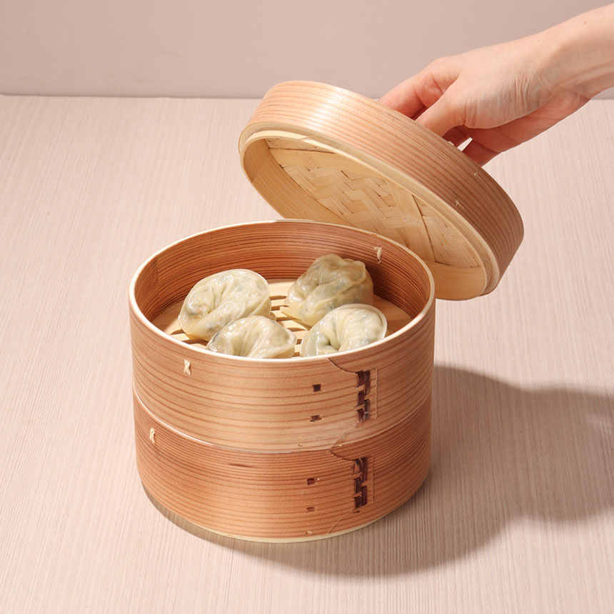 대나무 찜기 3단 세트 채소 호빵 만두 떡 (나무 찜통 2단+뚜껑1단) - 26,000원