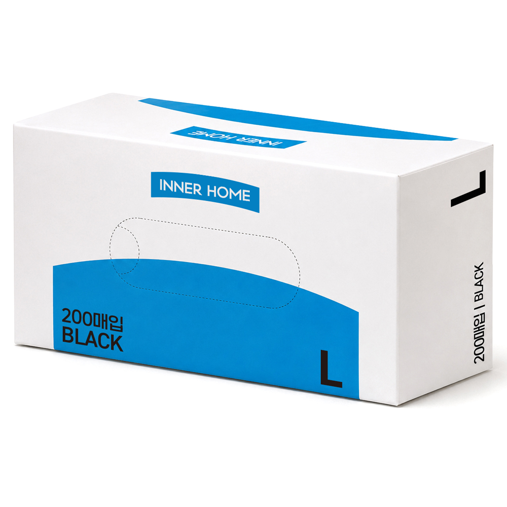 이너홈 니트릴 장갑 무분말타입 200p, 블랙, L, 1개 - 14,900원