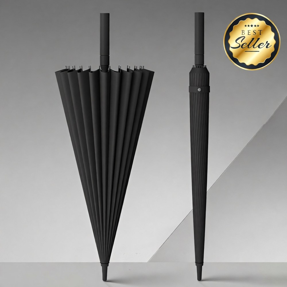 프리미엄 24K 대형 튼튼한 강풍 장우산 Glass Fiber 우산대, 1개, 검정색 - 17,500원
